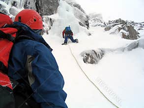 Ice climbers in Scotland