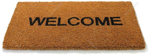 Welcome front door mat isolated white