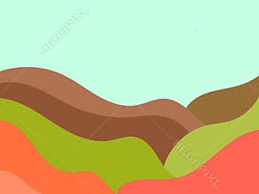 Natural landscape in a minimalistic style. Plains and mountains, fields and meadows