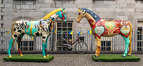 Wooden Horses in front of the Hunt Museum in Limerick, Ireland