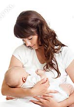 Pretty mother breast feeding her infant