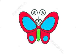 A beautiful colorful butterfly, red, blue and green.