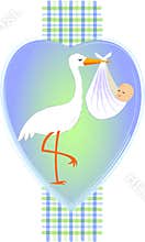 Stork with Baby Boy/eps