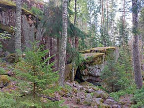 Big rocks in the Repovesi National park, Finland on sunny summer day