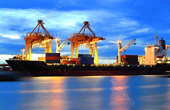 Container Cargo freight ship with working