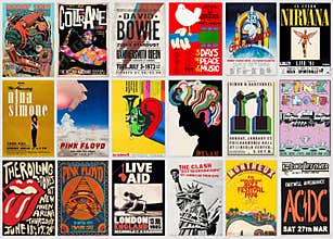 Set of old original vintage music concert posters