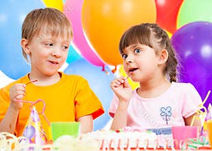 Birthday of cute kids twins