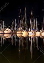 Yachts at night