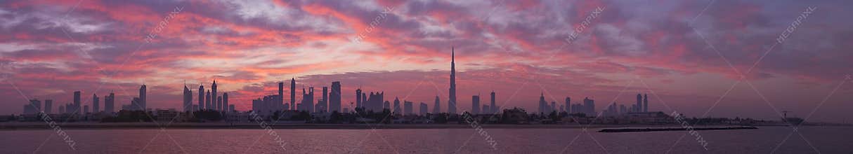 Skyline Dubai, before sunrise