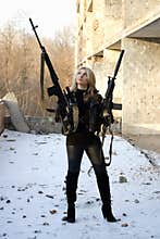 Armed strong beautiful girl