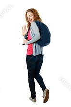 Student girl walking away