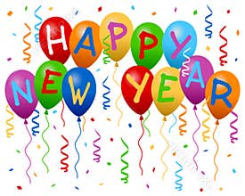 Happy New Year Balloons Banner