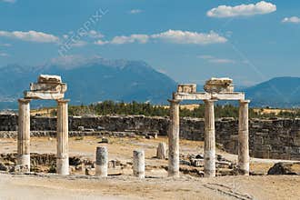 Ancient Greek Temple Columns at Pamukkale, Turkiye