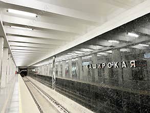 Moscow, Russia, March, 19, 2023. Interior of the new Kashirskaya station of Moscow Metro of Bolshaya Koltsevaya Line