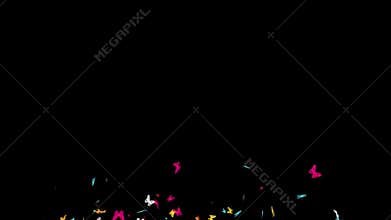 Abstract Seasonal Holiday Colorful 3 Bursts Of Butterfly Shape Confetti Explosion From The Middle