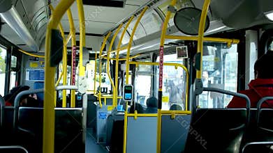Vancouver BC, Canada 09.2022 Tap machine inside the Translink bus is out of order because busses are free