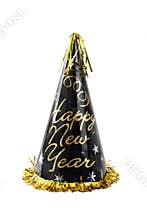 Black and gold Happy New Year party hat