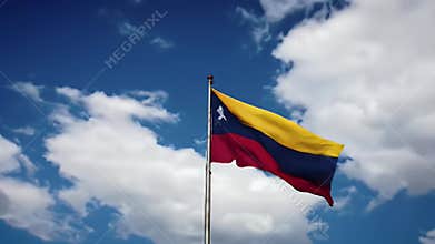 Venezuelan Flag Under Blue Sky