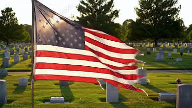 Tattered Flag at Sunset