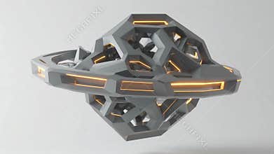 Abstract geometric shape with glowing edges in modern style