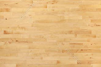 Hardwood basketball court floor viewed from above