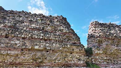 Ruins of Roman fortifications in town of Hisarya, Bulgaria