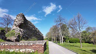 Ruins of Roman fortifications in town of Hisarya, Bulgaria