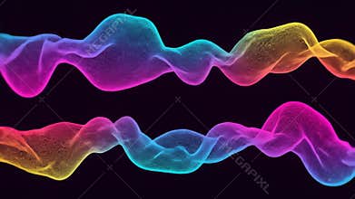 Colorful Abstract Wave Patterns Moving Dynamically on a Dark Background