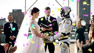 Wedding ceremony with robot.