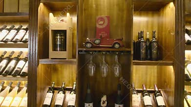 Actual shot of the brand red wine display cabinet panoramic view
