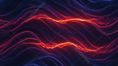 Abstract Waves Flowing Dark Blue Red Pattern with Wavy Light for Background