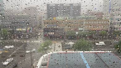 Actual footage of raindrops on a window video material