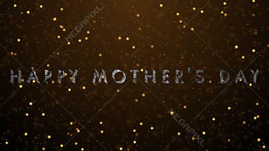 Happy Mother\'s Day in gold color with twinkling particles background in 4K.