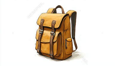 Hand-Drawn Camping Or School Backpack Doodle