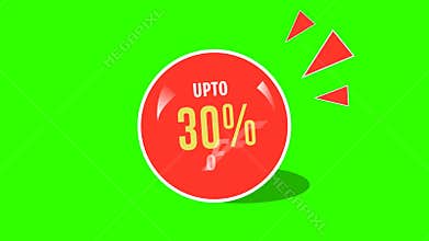 Up to 30% Off Sale Logo Animation Discount Offer Green Screen Badge for Promotions