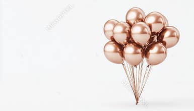 Colorful Cluster Of Balloons Floating Against A White Background - A Cheerful And Festive