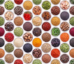 Seamless texture with spices and herbs