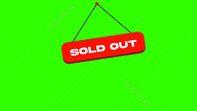 Sold Out Hanging Badge Animation Green Screen Label for Promotions and Product Availability