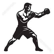 Silhouette Boxer Punching Vector Illustration Athletic Striking Sport Design