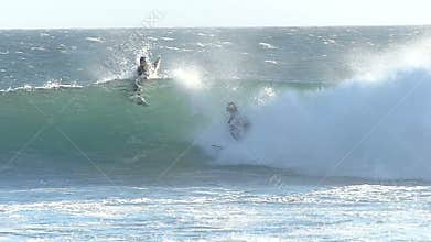 A Boy Surfing a Good Wave in California