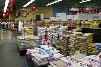 Rice in asian food market