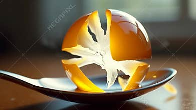 Hypnotic slow motion sphere cracks open, releasing aromatic smoke in molecular cuisine