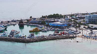 Aerial View of Ayia Napa Marina with Boats and Coastal Resorts