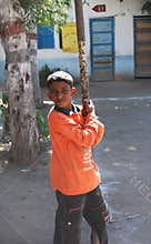 Portrait of a boy at school in Egypt