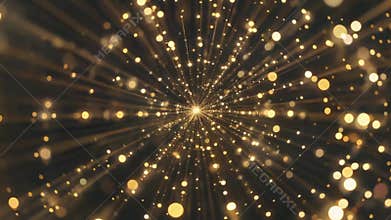 Golden beam particle ray impacts the screen