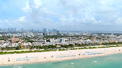 6k aerial Miami Beach panning video 2025