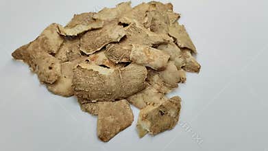 Cassava peel on a white background