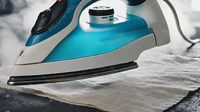 Modern Electric Iron and Linen Fabric - Household Chore Concept for Efficiency and Design Generative AI