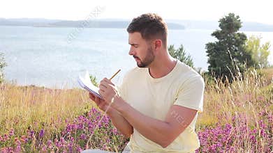 Author writing around inspiring nature