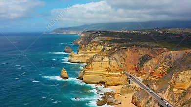 Scenic Coastal View of Australia\'s Twelve Apostles Along Great Ocean Road Generative AI